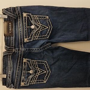 Vigoss The New York Boot Cut Jeans o 3/4 Low Rise‎ Thick Stitch Dark Wash…